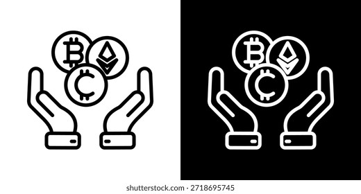 Icono De Criptomoneda De Línea Estilo Blanco Y Negro