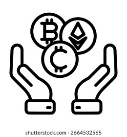 Ilustração do vetor da linha do ícone da criptomoeda
