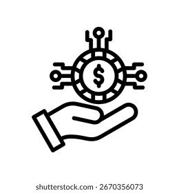 Cryptocurrency Icon Line Vector Illustration