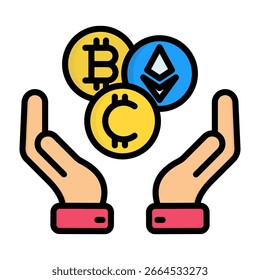 Cryptocurrency Icon Lineal Color Vector Illustration