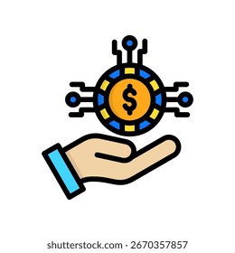 Icono de criptomoneda Ilustración vectorial de color lineal
