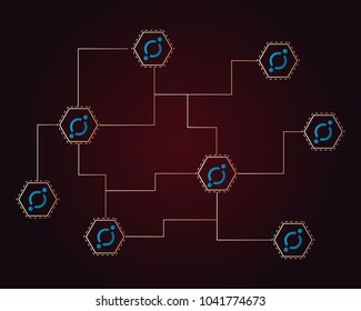 Cryptocurrency icon network circuit background collection