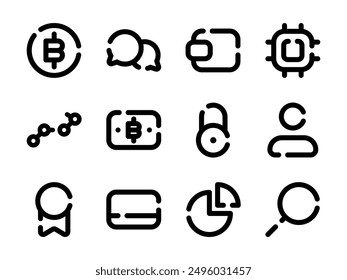 Cryptocurrency Icon Pack in Broken Line Style. Perfect for Websites, Landing Pages, Mobile Apps, Presentations, and Other Projects. Suitable for User Interface and User Experience UI UX.