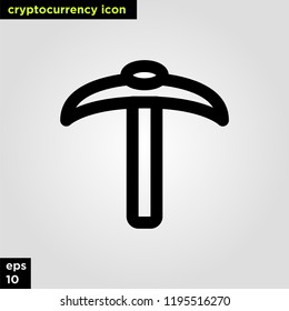 Cryptocurrency icon pickaxe set line version. Modern computer network technology sign and symbol. 