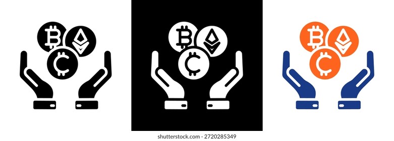 Conjunto de iconos de criptomonedas Ilustración vectorial de glifos