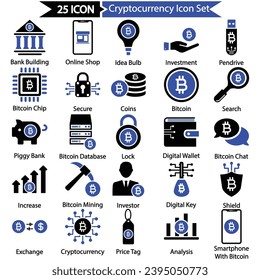 Cryptocurrency Icon Set, Vector graphics