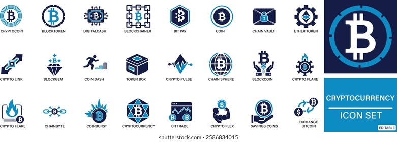 Cryptocurrency icon set . You can easily change the color