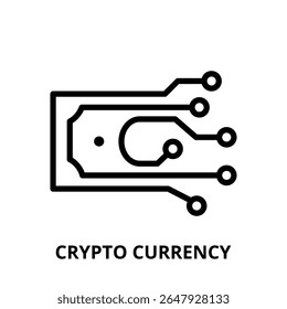 Ícone criptomoeda, moeda virtual, sinal blockchain. Estilo de linha, traçado editável