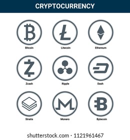 cryptocurrency icons . altcoin