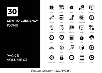 Cryptocurrency icons collection. Set vector line with elements for mobile concepts and web apps. Collection modern icons.