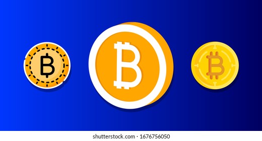 Cryptocurrency Icons For Dark Web. Bitcoin Banner, Poster, Wallpaper, Presentation Elements And Magazine Cover Icons. Digital And Electronic Payment Method Illustration. Abstract And Flat Icon.