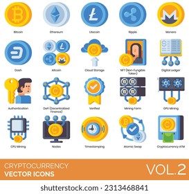 Cryptocurrency Icons icon, bitcoin, sign, vector, currency, finance, cryptocurrency, symbol, coin, payment, money, exchange, crypto, blockchain, business, technology, set, digital, illustration