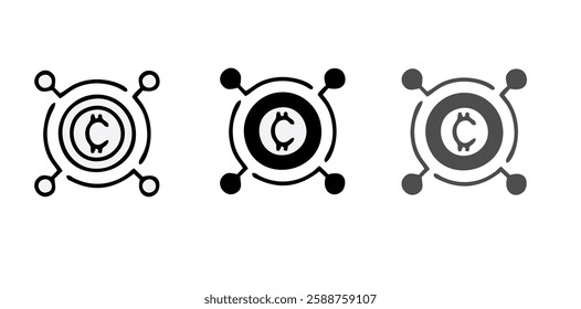 Cryptocurrency icons. Large set of cryptocurrency trendy minimal icons. Bitcoin, Ethereum, Blockchain, Wallet, Mining icon. Design signs for web page, mobile app, packaging design. Vector illustration