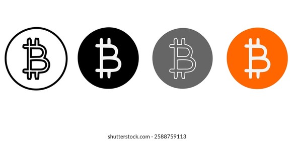 Cryptocurrency icons. Large set of cryptocurrency trendy minimal icons. Bitcoin, Ethereum, Blockchain, Wallet, Mining icon. Design signs for web page, mobile app, packaging design. Vector illustration