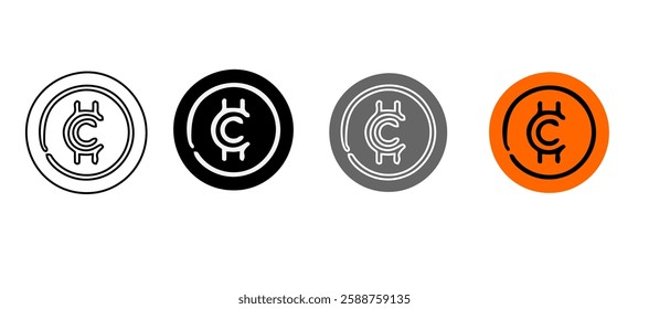 Cryptocurrency icons. Large set of cryptocurrency trendy minimal icons. Bitcoin, Ethereum, Blockchain, Wallet, Mining icon. Design signs for web page, mobile app, packaging design. Vector illustration