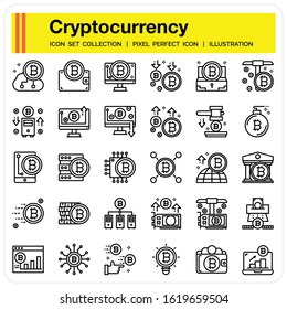 Cryptocurrency icons set, design pixel perfect icons set. web design element UI and UX, mobile app