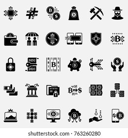 Cryptocurrency icons. Set of Vector Bitcoin and Cryptocurrency Icons. 