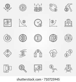 Cryptocurrency Icons Set. Vector Crypto Currency Modern Concept Symbols In Thin Line Style