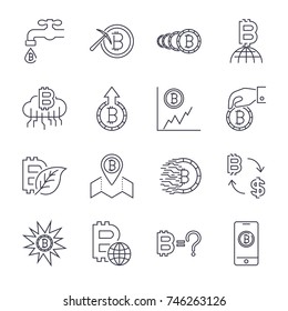 Cryptocurrency icons set. Vector crypto currency modern concept symbols in thin line style. Editable Stroke