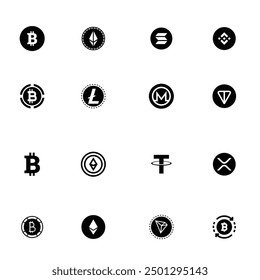 Cryptocurrency Icons Symbols Set Vector