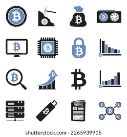Cryptocurrency Icons. Two Tone Flat Design. Vector Illustration.
