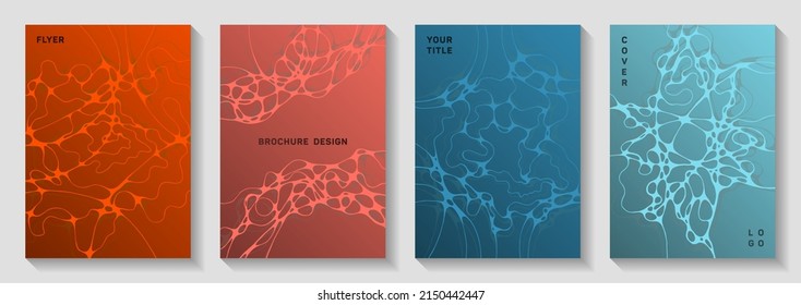 Cryptocurrency idea abstract vector covers. Dynamic waves surface backdrops. Minimalist cover vector templates. Radio physics cover pages graphic design set.