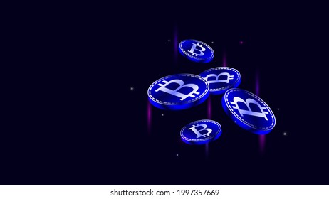 CryptoCurrency se está encendiendo. Dinero digital en llamas. Monedas flotantes de fondo oscuro. Ilustración del vector