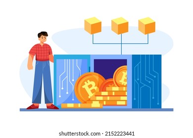 Cryptocurrency Illustration concept. Flat illustration isolated on white background