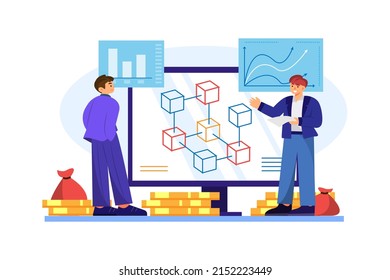 Cryptocurrency Illustration concept. Flat illustration isolated on white background