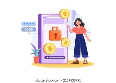 Cryptocurrency Illustration concept. Flat illustration isolated on white background