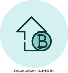 Aumento de criptodivisa, ilustración, vector sobre fondo blanco.