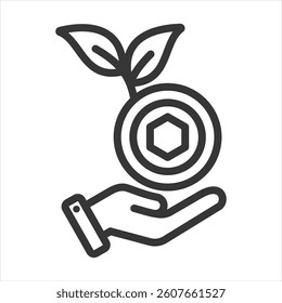 Cryptocurrency Investment Outline Icon Vector Illustration