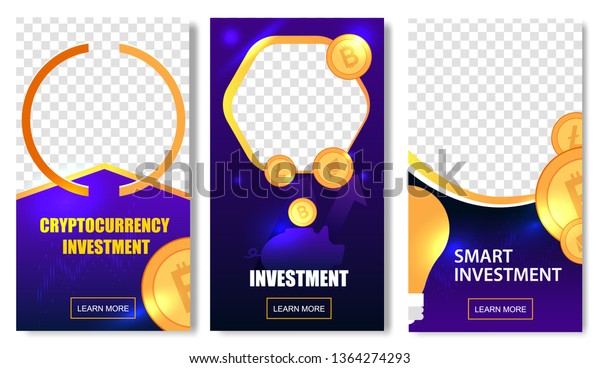 Cryptocurrency Investment Templates Coins Social Media Stock Vector - 