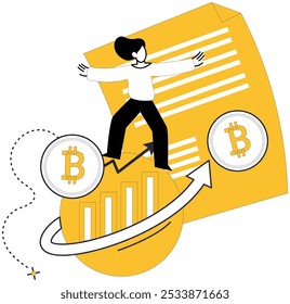 Cryptocurrency investment vector illustration. Unlock potential cryptocurrency for profitable and strategic investment Navigating crypto market requires blend analysis and financial acumen