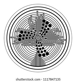 cryptocurrency iota coin with circuit lines