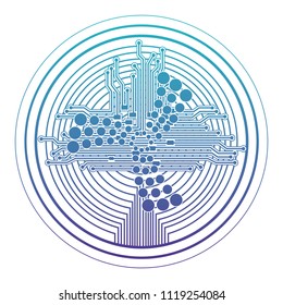 cryptocurrency iota coin with circuit lines