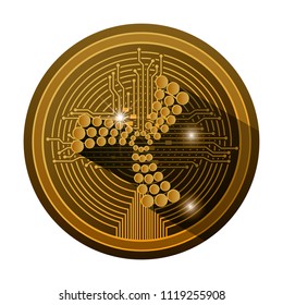 cryptocurrency iota coin with circuit lines