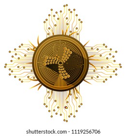 cryptocurrency iota coin with circuit lines