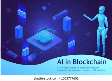 Cryptocurrency isometric 3d landing page with server and digital money icons, blockchain technology and virtual payment concept, vector illustration