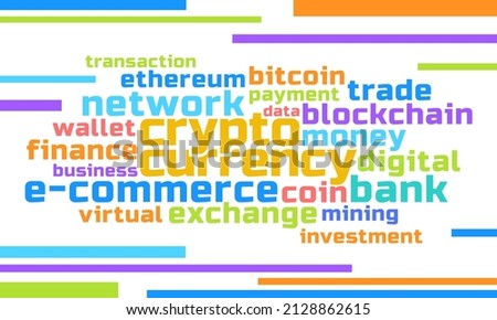 cryptocurrency keyword text design vector.