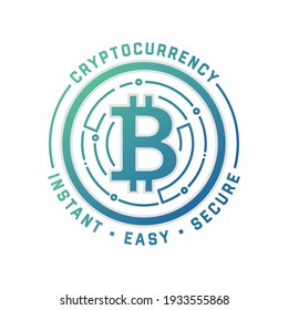 Cryptocurrency Label, Cryptocurrency Digital Currency, Instant Cash, Digital Wallet, New Digital Currency, Online Transaction Vector Illustration Background
