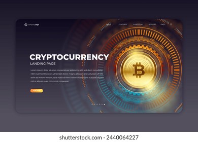 Cryptocurrency landing page vector design in eps 10