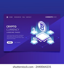 Cryptocurrency landing page vector design in eps 10