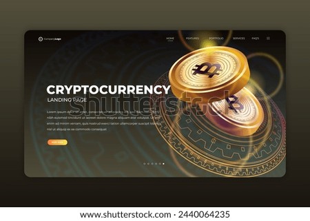 Cryptocurrency landing page vector design in eps 10