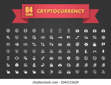cryptocurrency large set of simple vector icons