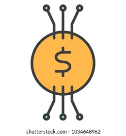 Cryptocurrency Line Icon.  96x96 for Web Graphics and Apps.  Simple Minimal Pictogram. Vector