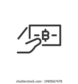 Cryptocurrency line icon, sign or symbol. Premium pictogram in trendy outline style. Cryptocurrency pixel perfect vector icon isolated on a white background. 