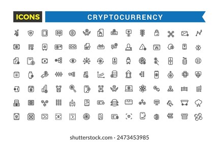 Cryptocurrency line icons set. Cryptocurrency icons with editable stroke collection.