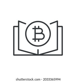 Cryptocurrency linear icon. Bookstore. Thin line customizable illustration. Contour symbol. Vector isolated outline drawing. Editable stroke
