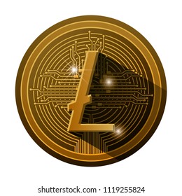 cryptocurrency litecoin coin with circuit lines